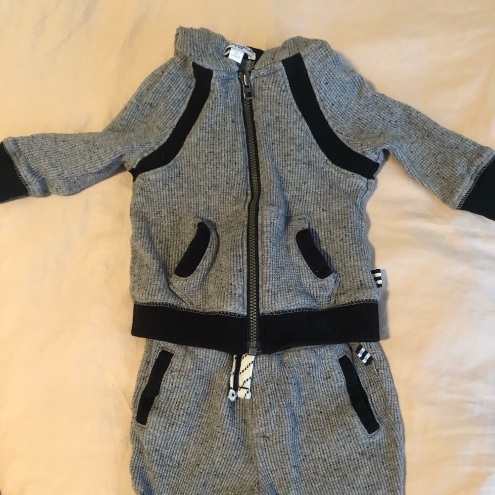 Splendid Grey Black thermal  hoodie w/2 pants